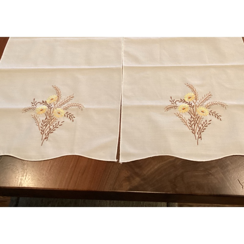 Vintage Hand Embroidered Cotton Table Toppers